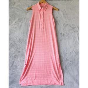 Vineyard Vines Maxi Dress Womens XS Sankaty Performance Neon Pink White Striped
